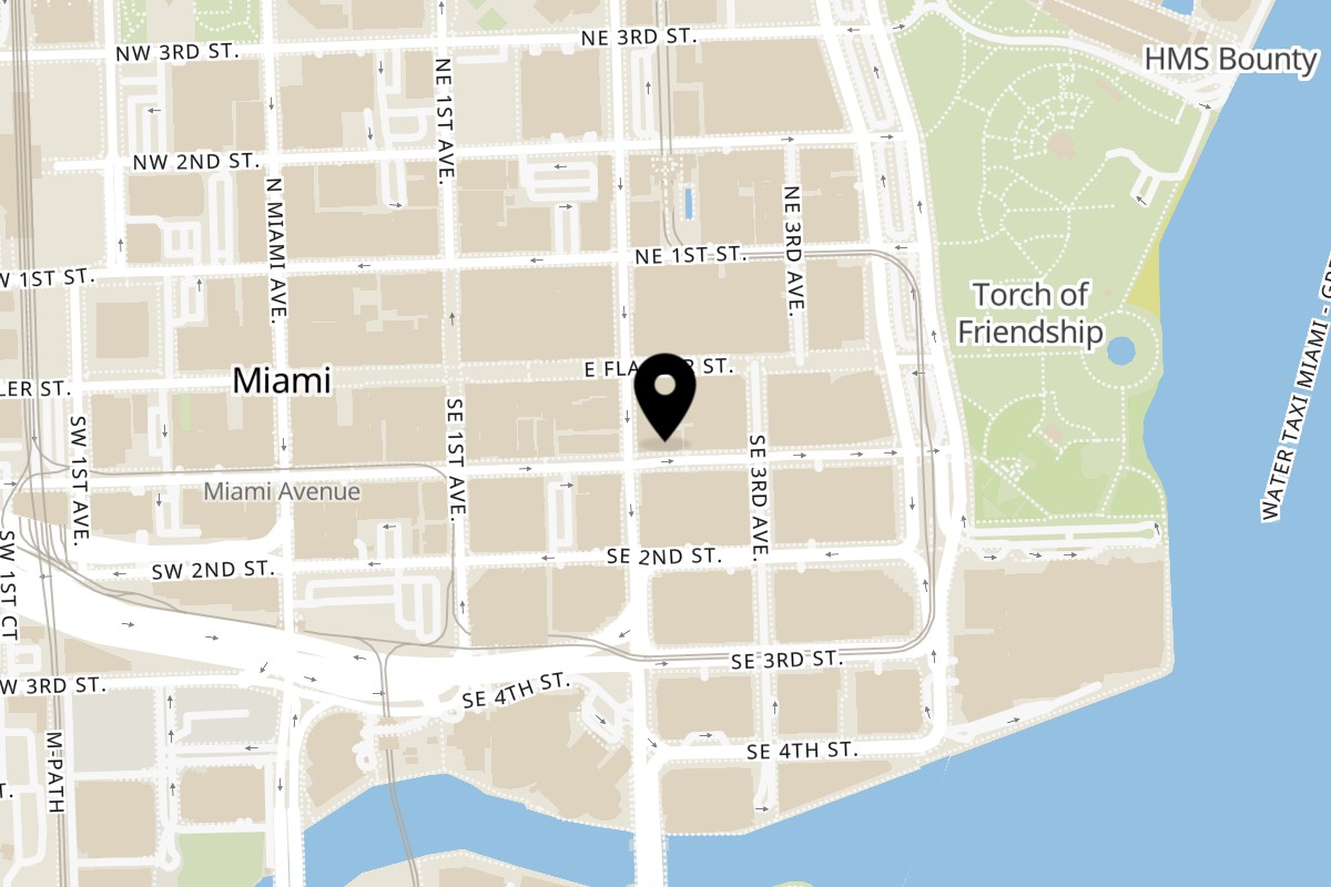 Map showing the location of Ristorante Fratelli Milano on 213 SE 1st St in Miami