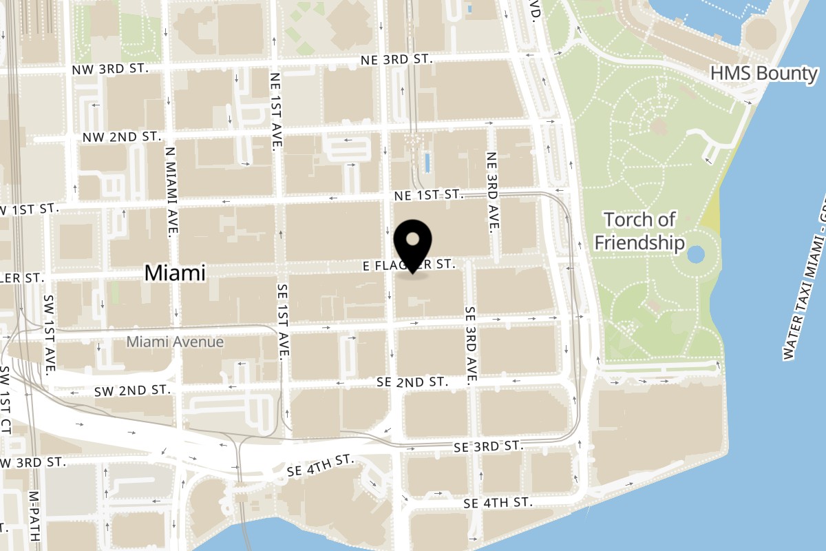 Map showing the location of Ristorante Fratelli Milano on 200 E Flagler St First Floor in Miami